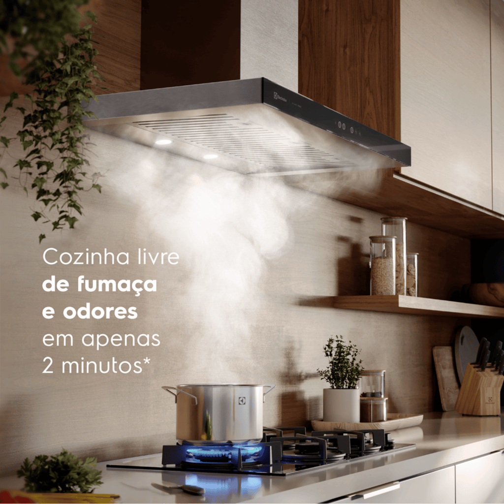 Kit Electrolux Home Pro Forno Elétrico Embutir 80L +Cooktop 5 Bocas +Coifa de Parede 90cm Espelhado 220V