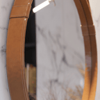 Espelho Redondo Aqua Imcal 60cm com Alça Couro Marrom