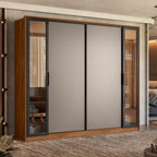 Roupeiro Laredo Demóbile 267cm 4 Portas 4 Gavetas Flex Nogueira/Nude