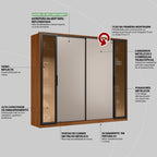 Roupeiro Laredo Demóbile 267cm 4 Portas 4 Gavetas Flex Nogueira/Nude