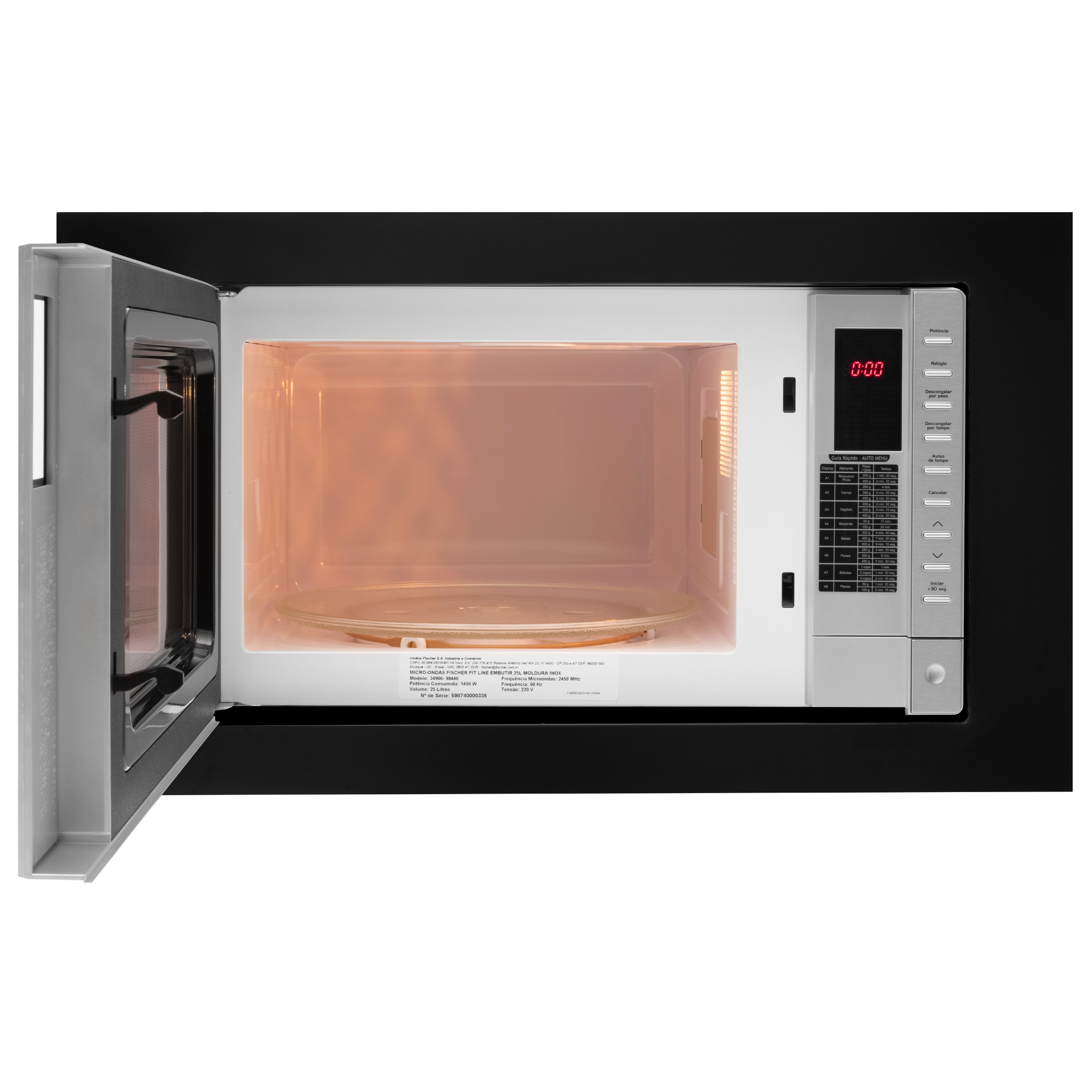 Kit Fischer de Embutir Forno Elétrico 78L Infinity + Micro-ondas 25L Fit Line Preto 220V