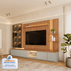 Rack com Painel Magnum Linea 200cm com Led Canela e Gris Fosco