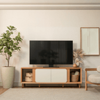 Rack Belém Linea 182cm 2 Portas Canela e Off White