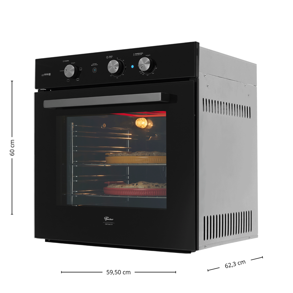 Forno de Embutir Elétrico Fischer 78L Infinity com Air Fryer Preto 220V