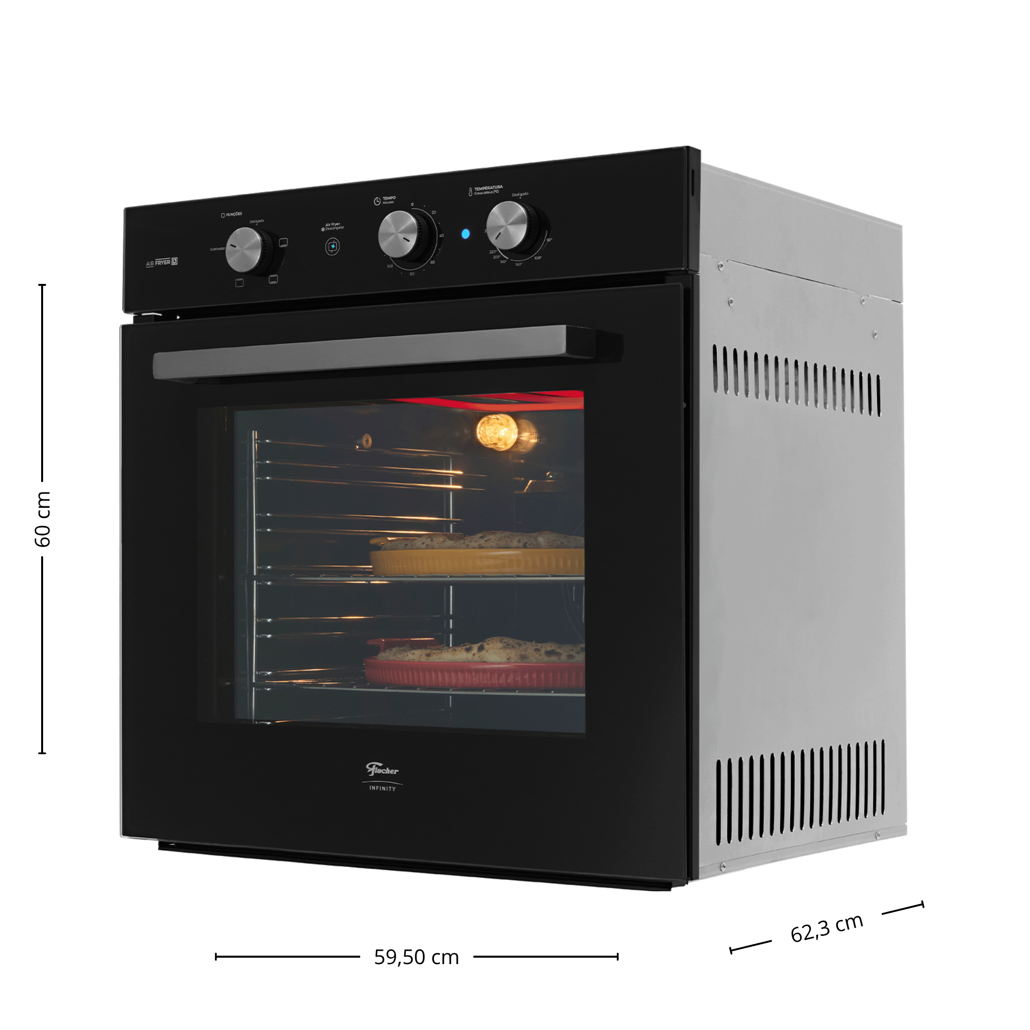 Forno de Embutir Elétrico Fischer 78L Infinity com Air Fryer Preto 220V