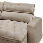 Sofá Albany 228cm Matielo 2 Assentos Retráteis com Encostos Reclináveis Veludo Castor