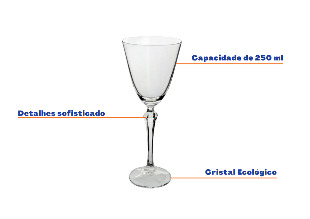 Jogo de 6 Taças Elizabeth Full-Fit  em Cristal Ecológico 250ml