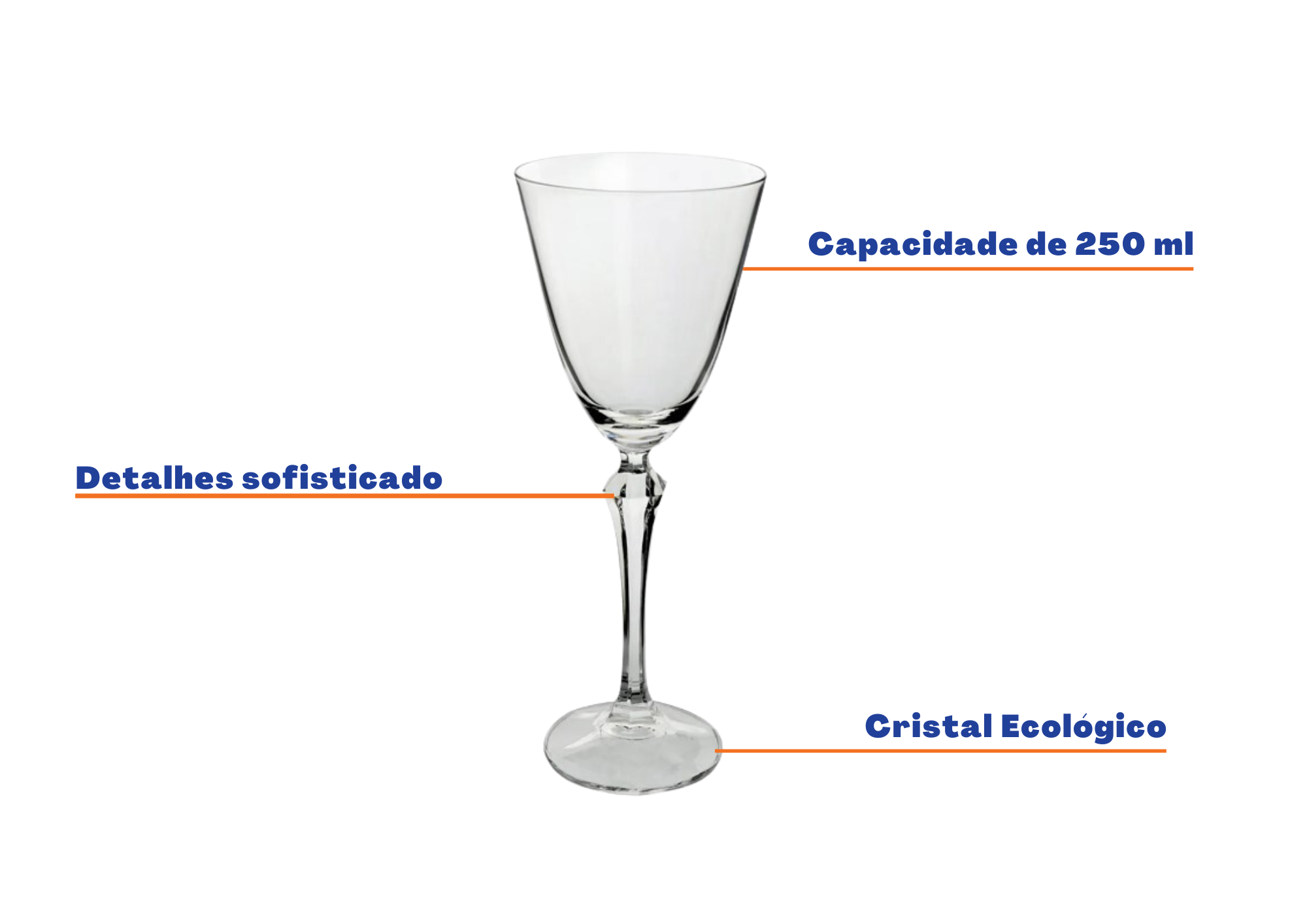 Jogo de 6 Taças Elizabeth Full-Fit  em Cristal Ecológico 250ml