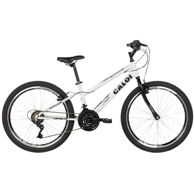 Bicicleta Caloi Aro 24 Max Freio V-Brake 21 Velocidades Branco e Preto