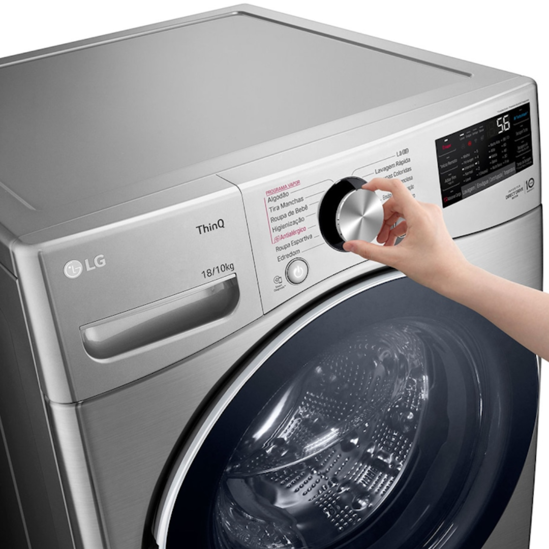 Lava e Seca LG 18Kg Inverter WD18SV2S6B AIDD Inteligência Artificial Prata 220V