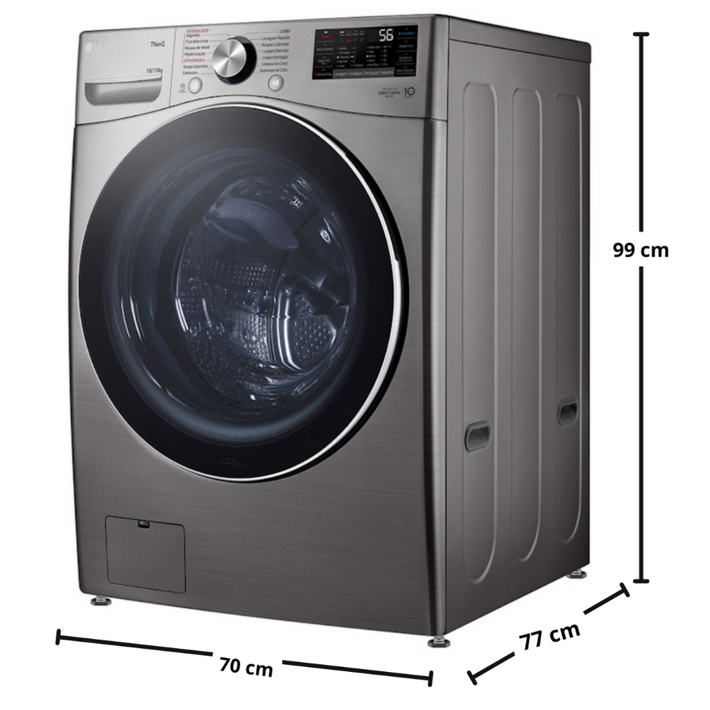 Lava e Seca LG 18Kg Inverter WD18SV2S6B AIDD Inteligência Artificial Prata 220V