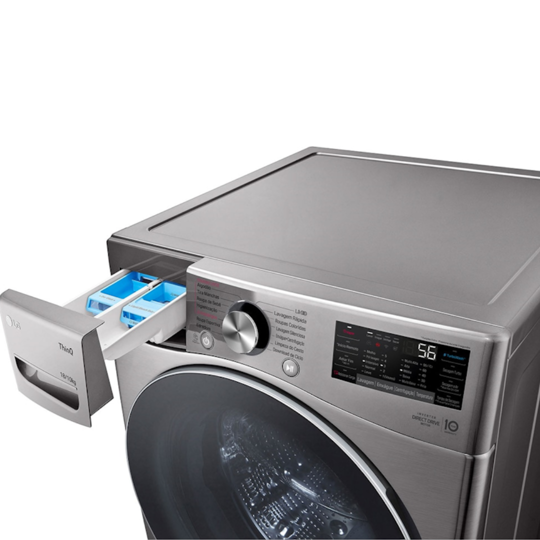 Lava e Seca LG 18Kg Inverter WD18SV2S6B AIDD Inteligência Artificial Prata 220V