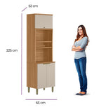 Paneleiro Torre Quente Selene Linea 65cm 3 Portas com Nicho Jequitibá e Off White