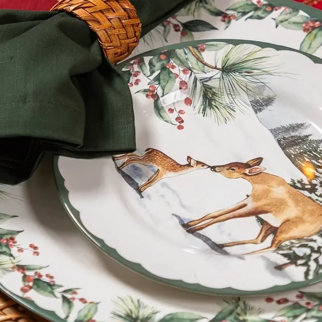 Prato de Sobremesa Copa e Cia Aquarelle em Cerâmica Bosque Natal Inverno