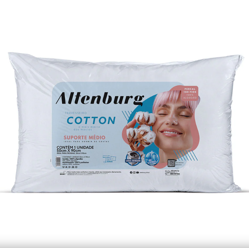 Travesseiro Altenburg Cotton 50x90cm Branco