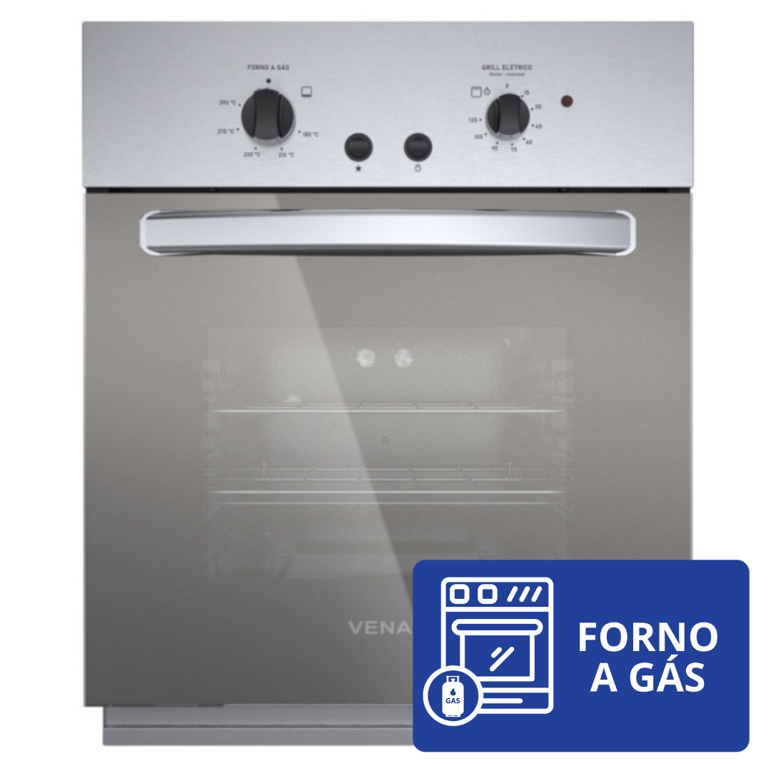 Forno de Embutir a Gás Venax 50L Cristallo GIII Com Grill 26015 Inox 220V