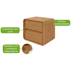 Mesa de Cabeceira Loop Lopas 55cm 2 Gavetas com Pés Amêndoa Clean