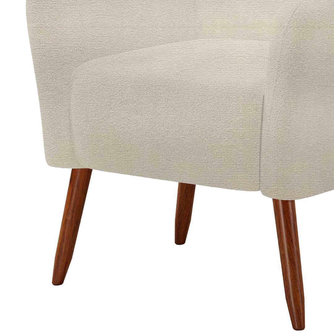 Poltrona La Paz 78cm Konfort Pés Palito Castanho Veludo Areia
