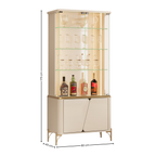 Cristaleira Liara DJ Móveis 80cm 4 Portas com LED Off White com Dourado