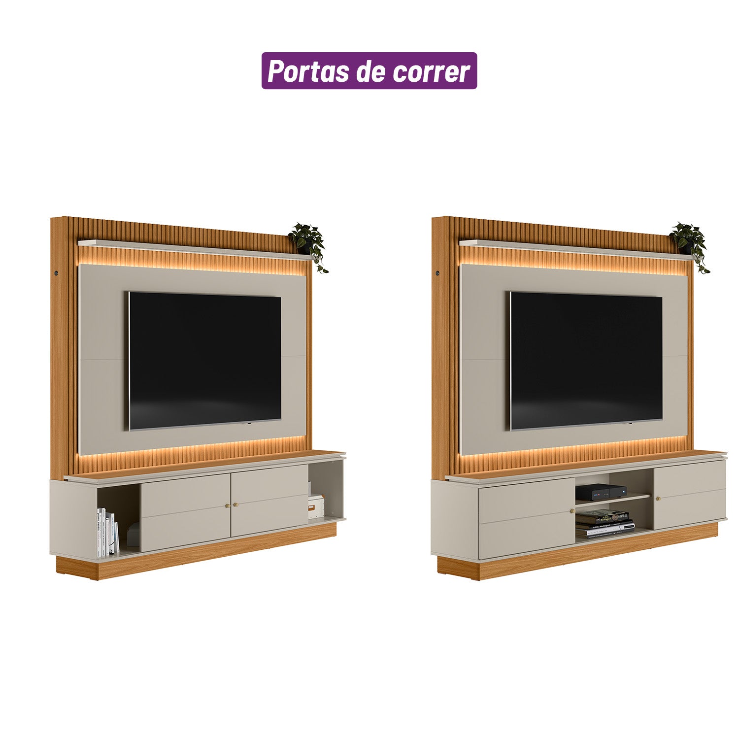 Home Guararapes Linea para TV 75'' com Led Nature e Off White