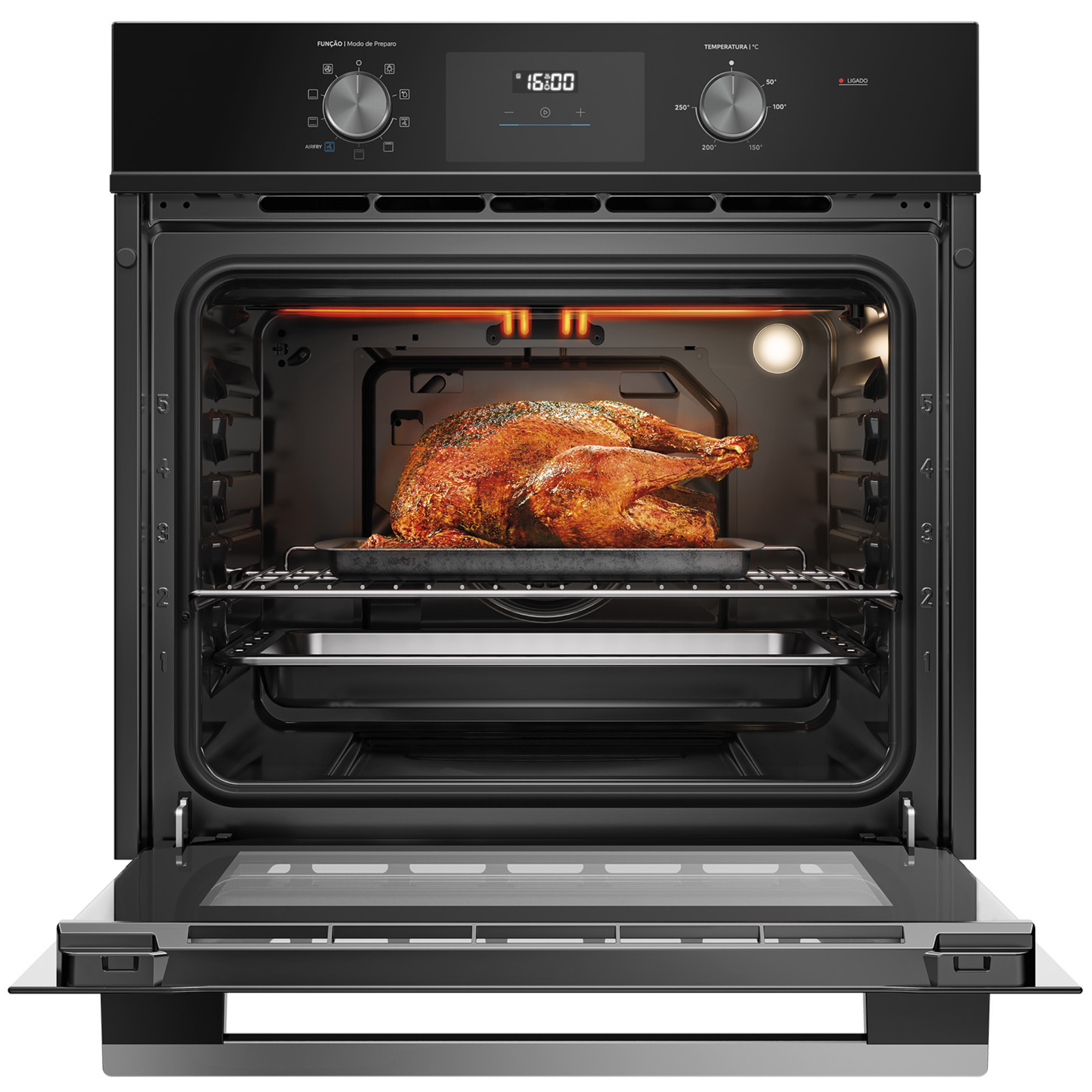 Forno de Embutir Elétrico Midea 80L TSD80P2 com Função AirFryer Preto 220V
