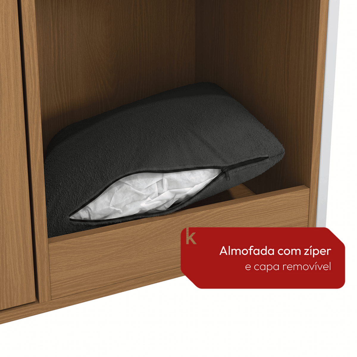 Aparador com Cama Pet LI061 Kappesberg 90cm 1 Porta Canela e Branco
