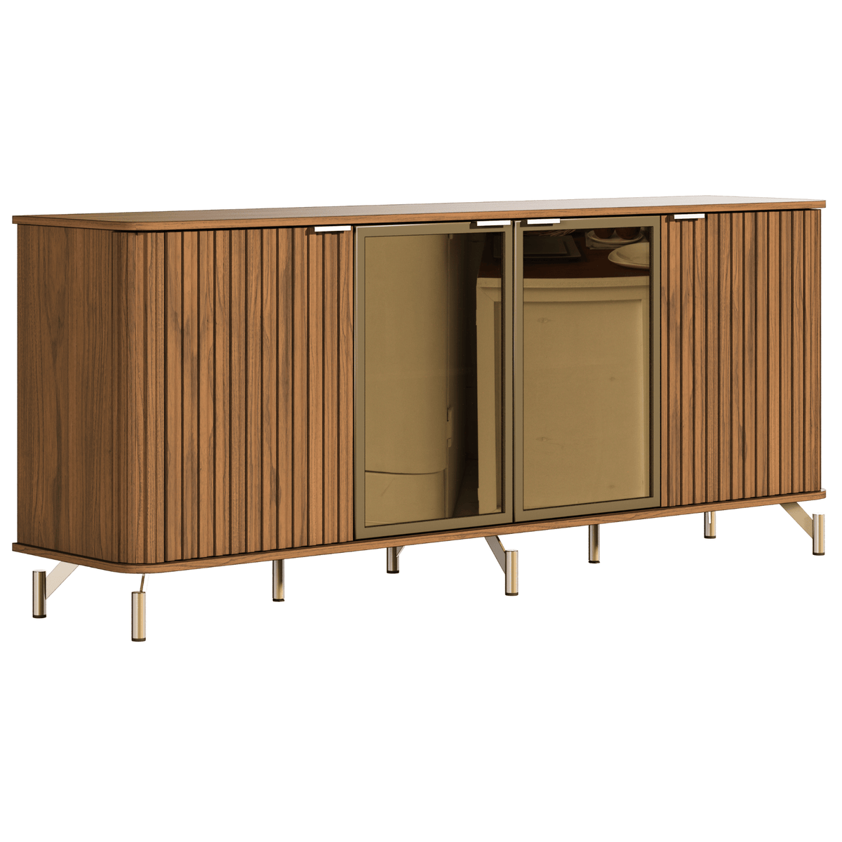 Balcão Buffet Neon Float Província 180cm 4 Portas com LED Canela