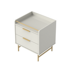Mesa de Cabeceira Yves Província 2 Gavetas Off White com Dourado