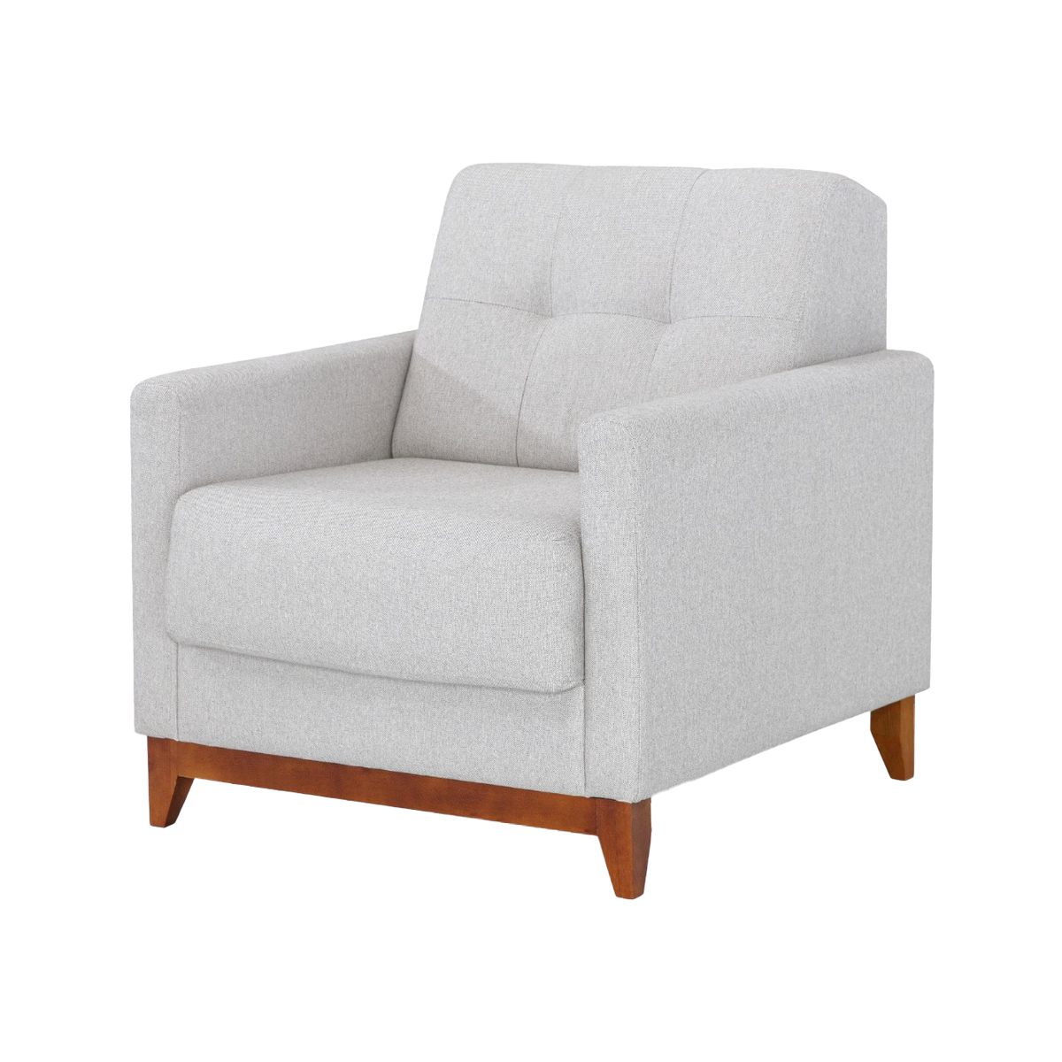 Poltrona 96cm Herval MH4219 Base Madeira Linho Cinza