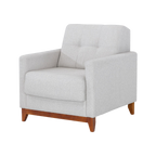 Poltrona 96cm Herval MH4219 Base Madeira Linho Cinza