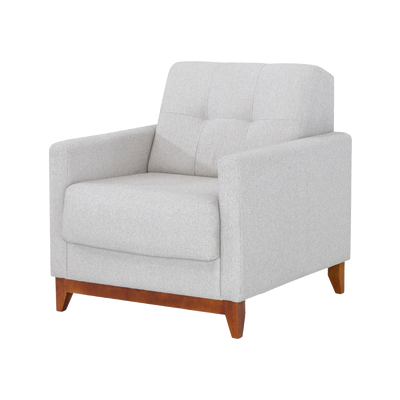 Poltrona 96cm Herval MH4219 Base Madeira Linho Cinza