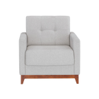 Poltrona 96cm Herval MH4219 Base Madeira Linho Cinza