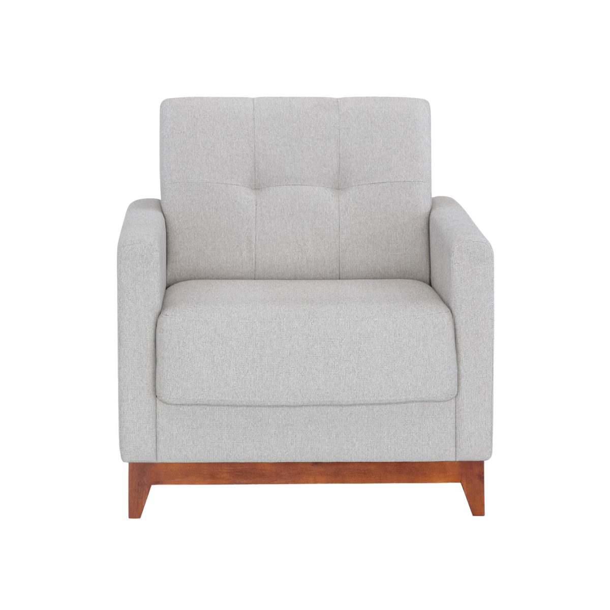 Poltrona 96cm Herval MH4219 Base Madeira Linho Cinza