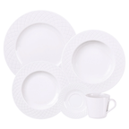 Aparelho de Jantar e Chá Tramontina 30 Peças Ingrid em Porcelana Decorada Branca