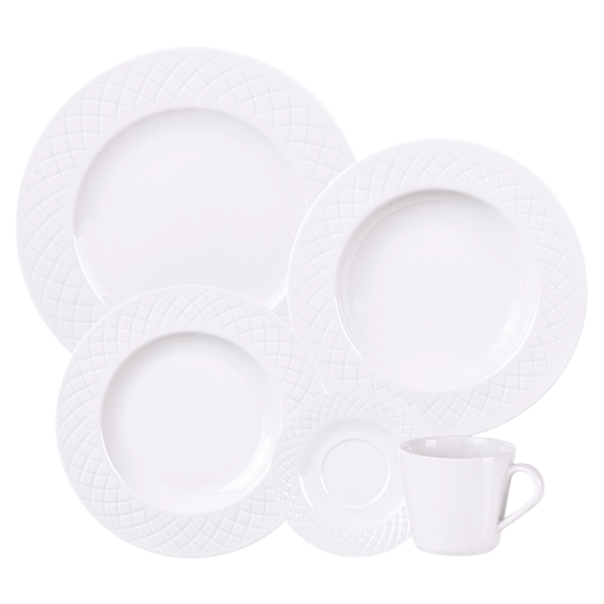 Aparelho de Jantar e Chá Tramontina 30 Peças Ingrid em Porcelana Decorada Branca