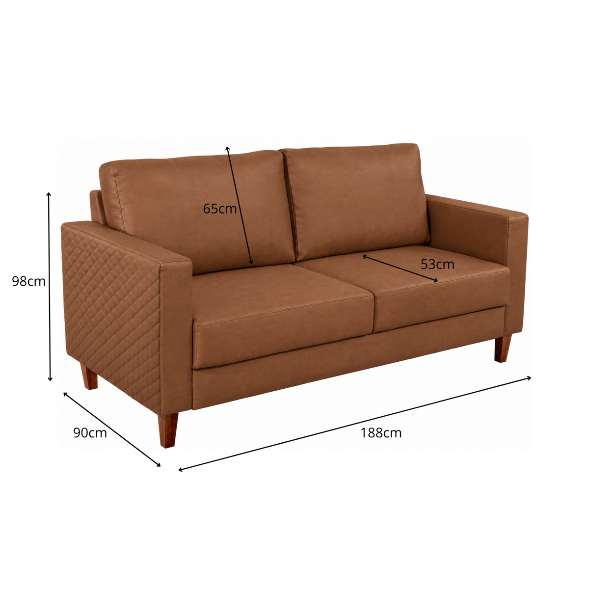 Sofá Living Munique 188cm Maggiore 2 Assentos Courissimo Marrom