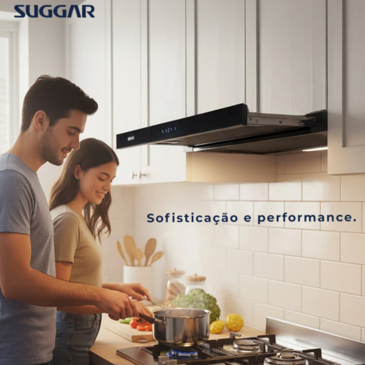 Depurador de Ar de Embutir 80cm Suggar Slim Touch DE82THPT Preto 220V