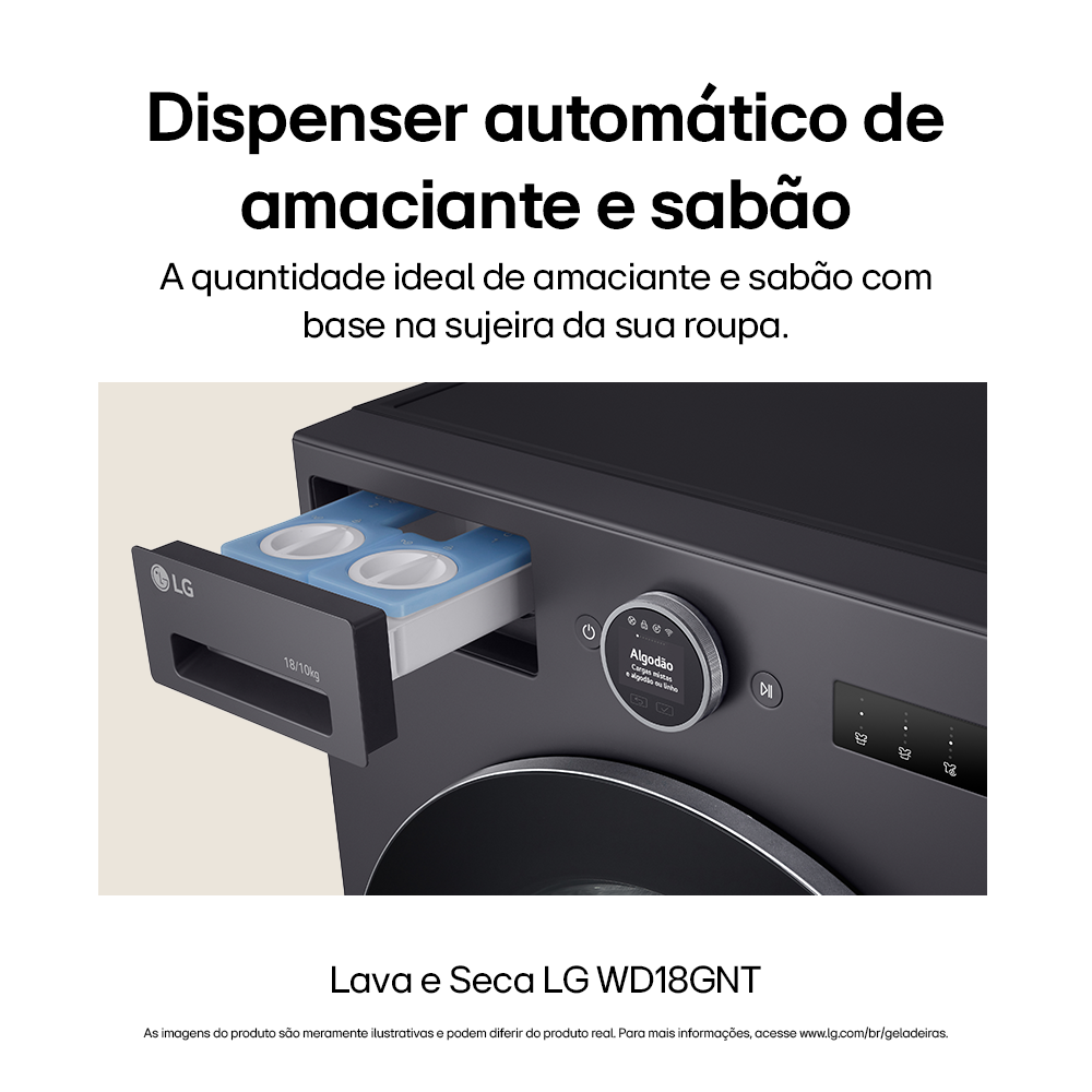 Lava e Seca Smart LG 18KG Inverter AI DD 2.0 Black Inox 220V
