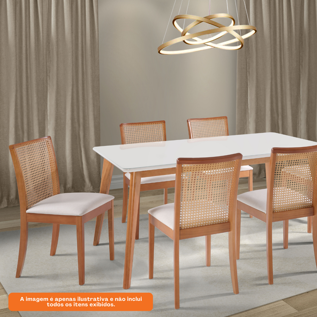 Mesa Retangular Dover Artsoli 160x90cm Tampo de Vidro Off White