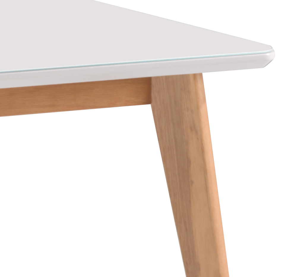 Mesa Retangular Dover Artsoli 160x90cm Tampo de Vidro Off White