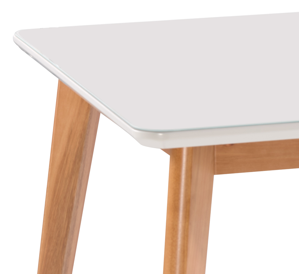 Mesa Retangular Dover Artsoli 160x90cm Tampo de Vidro Off White