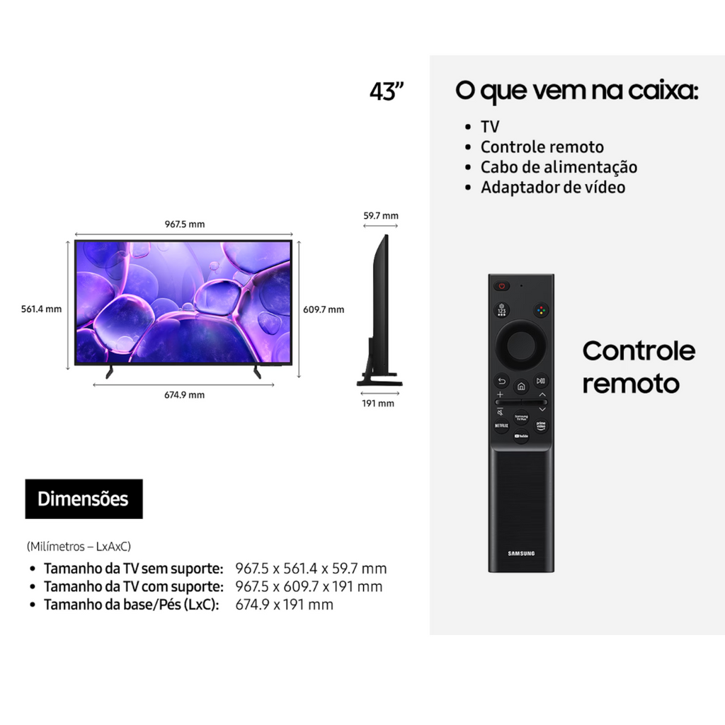 Smart TV Led 43" 4K UHD Samsung UN43U81 Crystal Bivolt