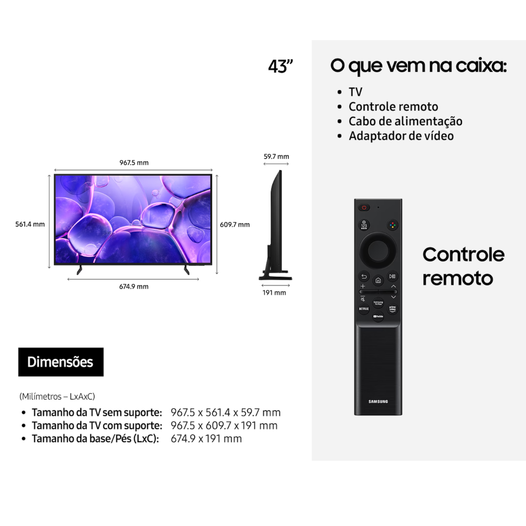 Smart TV Led 43" 4K UHD Samsung UN43U81 Crystal Bivolt