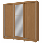 Roupeiro CB07M570 Kappesberg 223cm 3 Portas Flex com Espelho Canela e Off White