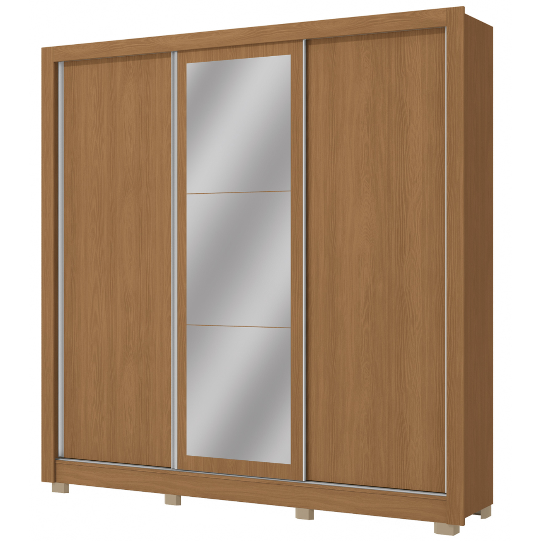 Roupeiro CB07M570 Kappesberg 223cm 3 Portas Flex com Espelho Canela e Off White