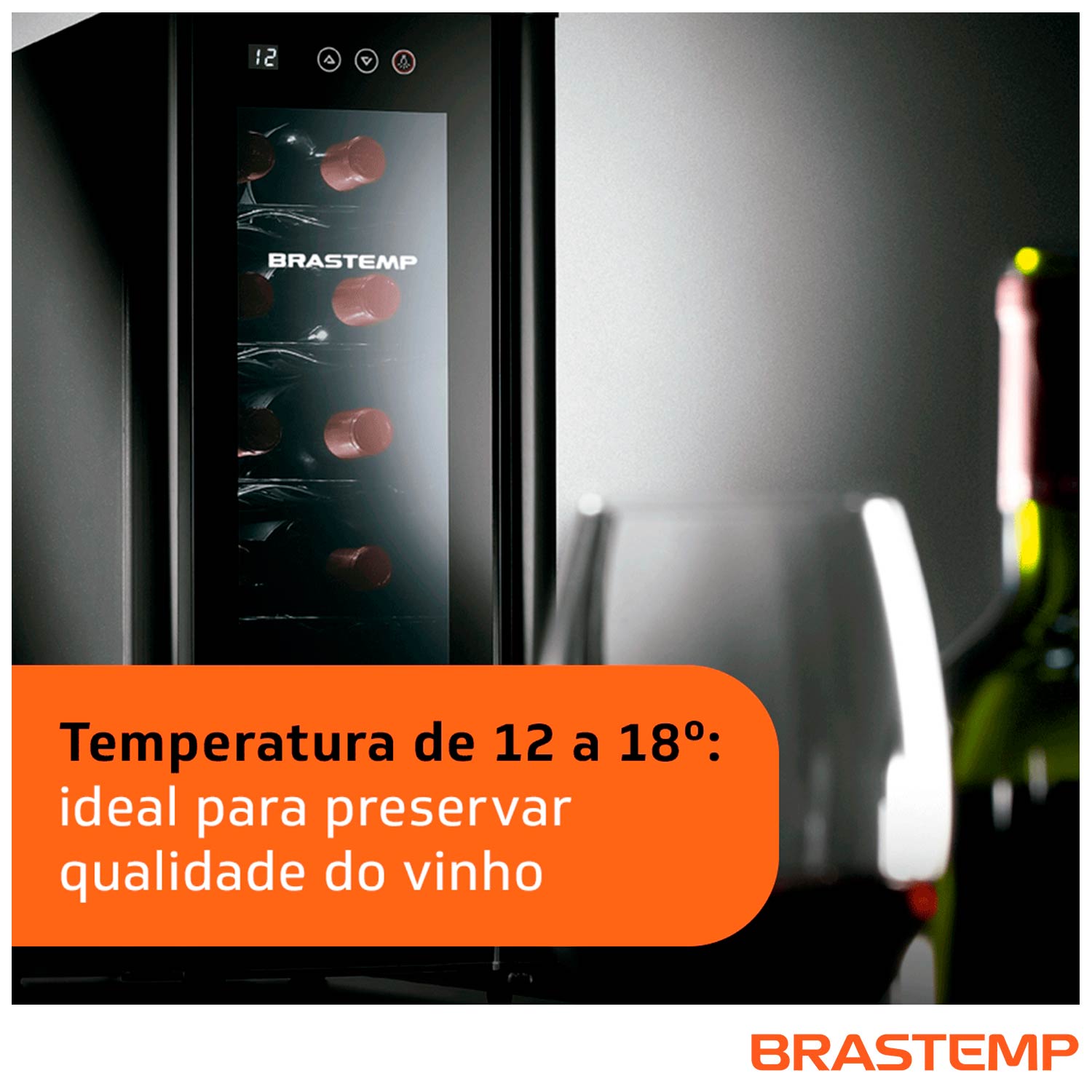 Adega Brastemp 12 Garrafas BZC12BE com Painel Eletrônico Touch  Preto 220V