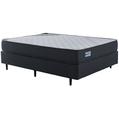 Conjunto Cama Box Dual Firm Casal Ecoflex 138x188x47cm Espuma D-28 Chumbo