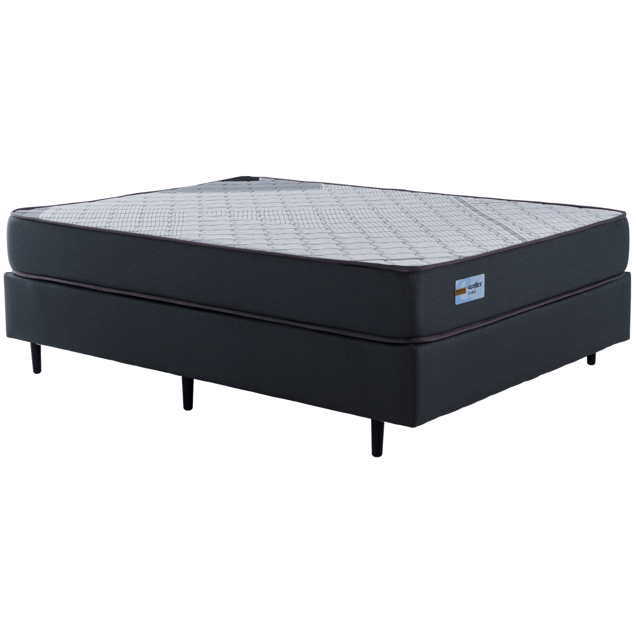 Conjunto Cama Box Dual Firm Casal Ecoflex 138x188x47cm Espuma D-28 Chumbo
