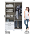 Roupeiro Caju Henn 121cm 4 Portas 3 Gavetas com Pé Branco
