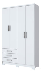 Roupeiro Caju Henn 121cm 4 Portas 3 Gavetas com Pé Branco